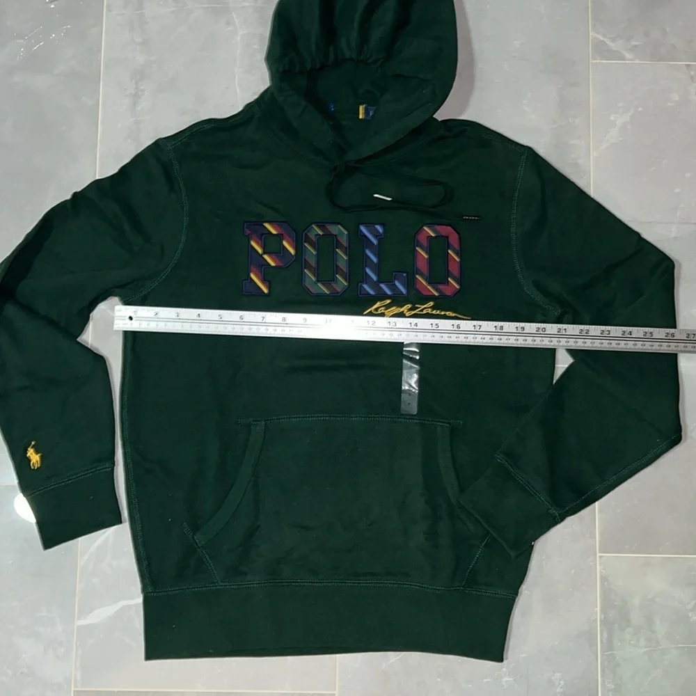 NWOT Polo Ralph Lauren Men’s Hoodie Patches Logo Front Green